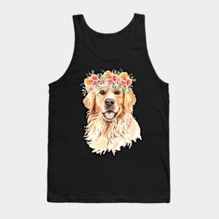 Floral Golden Retriever Dog Tank Top